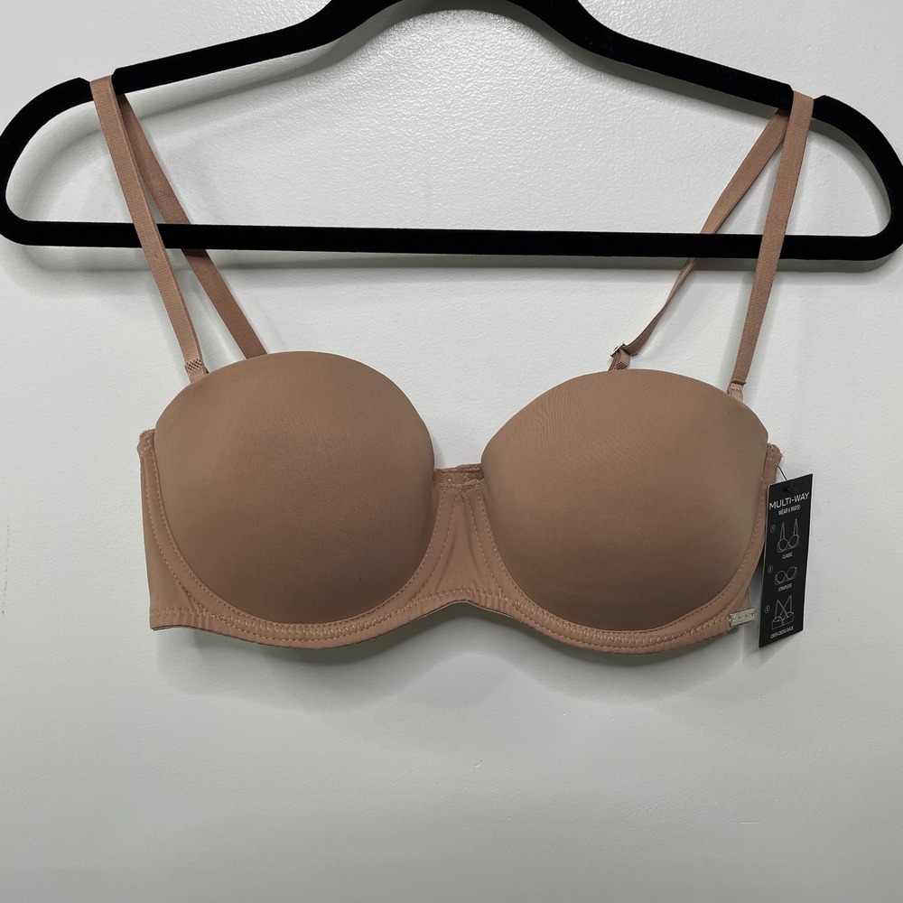 Tahari‎ Multi Way Convertible Bra Beige Strapless Classic Halter 36C